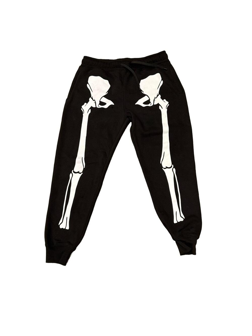 Denim & Flower x Ricky Singh Skeleton Joggers Medium Black Halloween